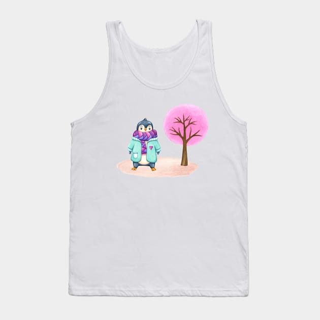 Penguin at winter time Tank Top by Nopi Pantelidou